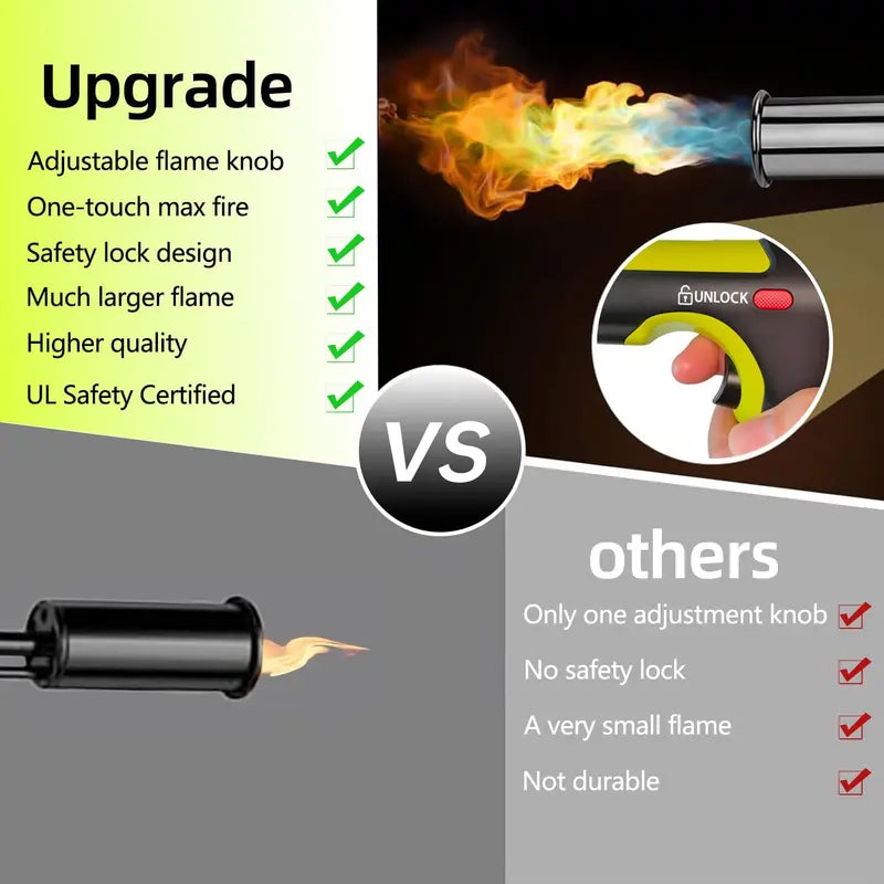 SEESE Propane Blow Torch, Adjustable Flame with Safety Lock for Cooking & Outdoor Use