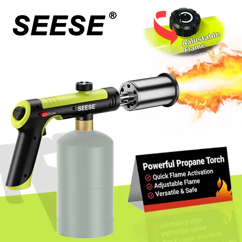 SEESE Propane Blow Torch, Adjustable Flame with Safety Lock for Cooking & Outdoor Use