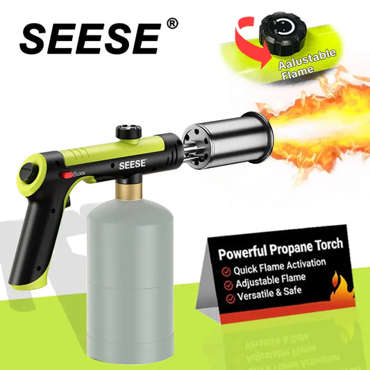 SEESE Propane Blow Torch, Adjustable Flame with Safety Lock for Cooking & Outdoor Use