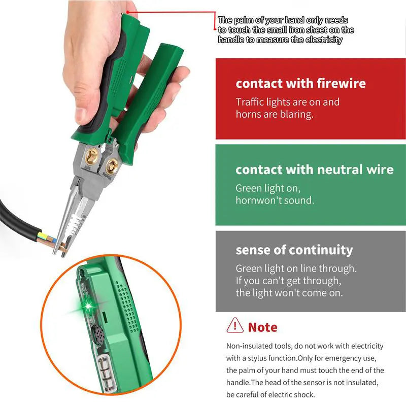 8-in-1 Wire Stripper Tool, Needle Nose Pliers with Voltage Tester for Electrical Work