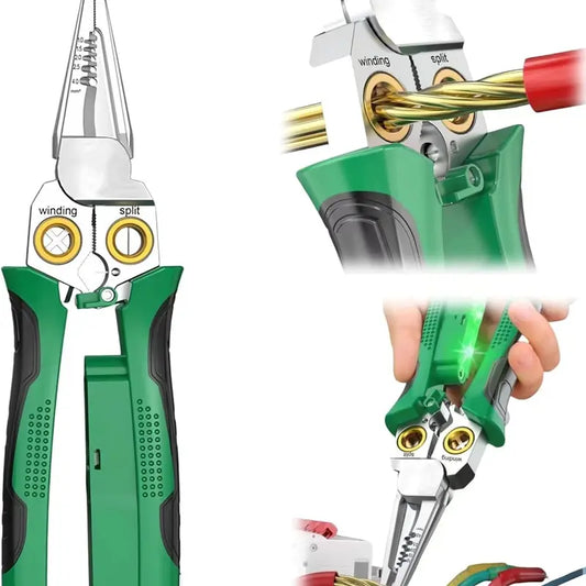 8-in-1 Wire Stripper Tool, Needle Nose Pliers with Voltage Tester for Electrical Work