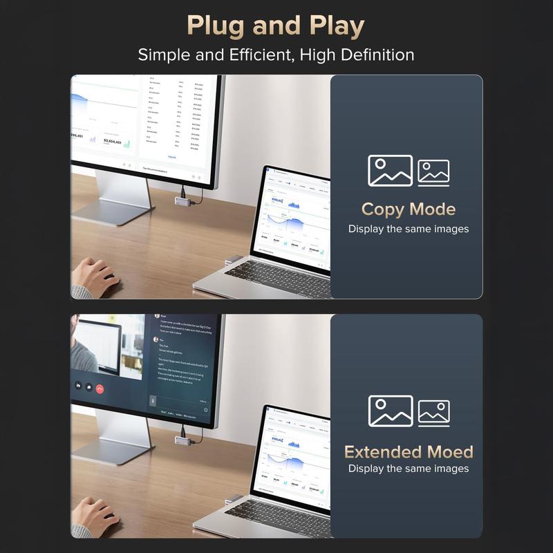 Type-C Wireless HDMI Transmitter & Receiver, 50M Range, 4K Decode, 1080P@60Hz, Plug & Play