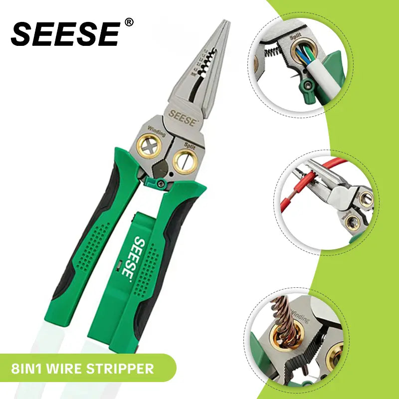 8-in-1 Wire Stripper Tool, Needle Nose Pliers with Voltage Tester for Electrical Work